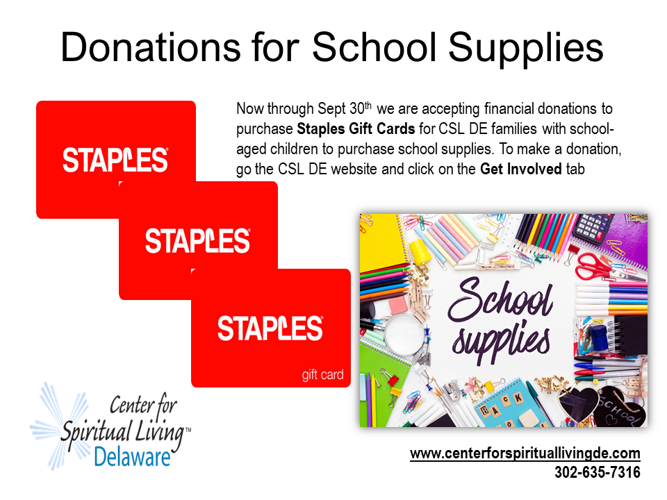 Staples Gift Card Flyer slider version Center for Spiritual Living