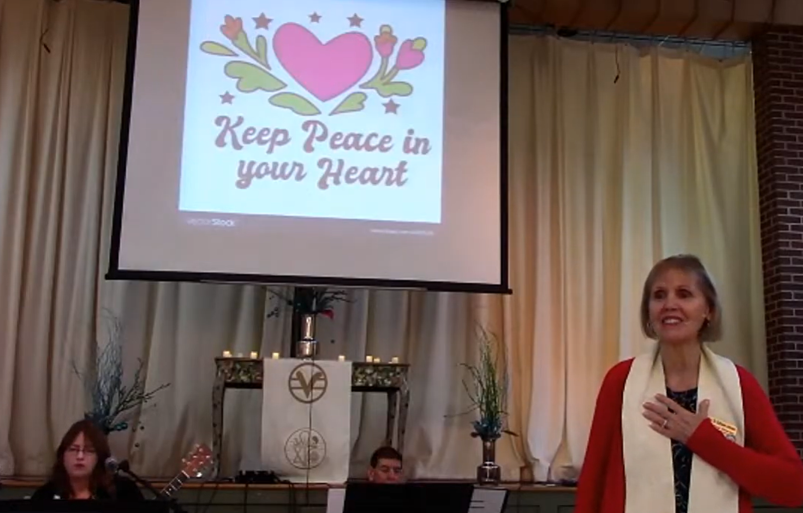 Reverend Kathleen Johnson speaking at the Center for Spiritual Living of Delaware Sunday Service
